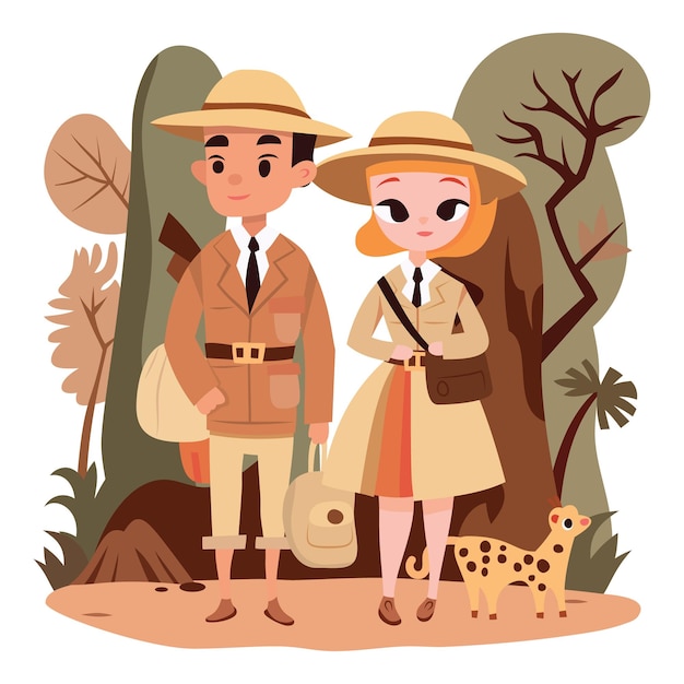 Vector safari adventure couple vector illustration