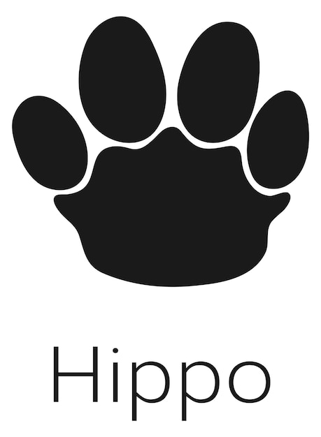 Safari animal footprint Black hippo trail symbol