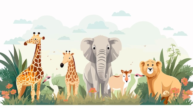 Vector safari animals background poster banner