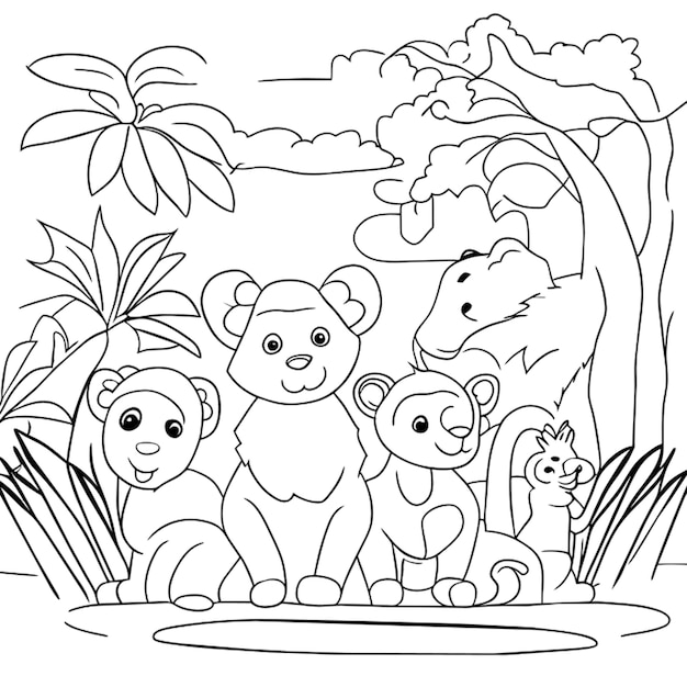 Vector safari animals coloring pages fun in jungle coloring page download free fun in jungle coloring page