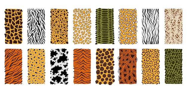 Safari animals skin seamless pattern set Mammals Fur