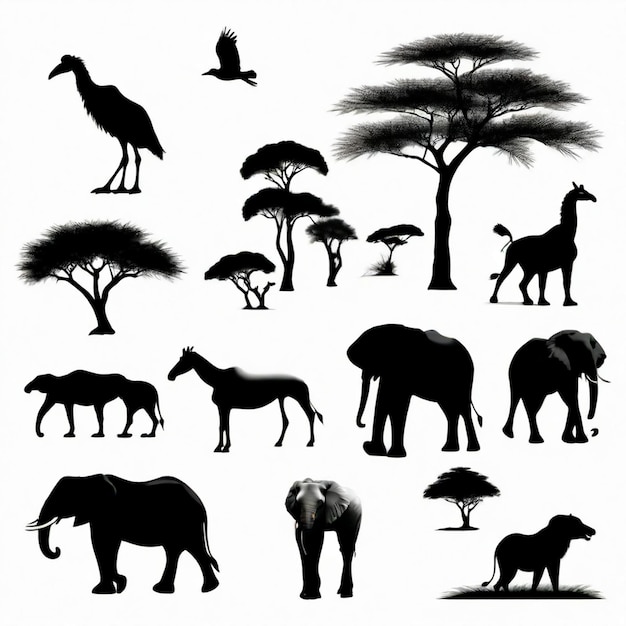 Safari vector set white background isolated