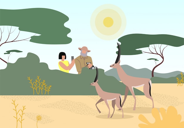 Safari, Wildlife Photography Flat Illustration