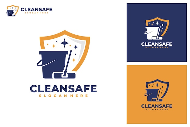 Safe cleaning with shield logo vector Cleaning service business logo template design concept