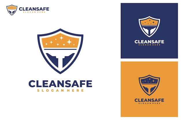 Safe cleaning with shield logo vector Cleaning service business logo template design concept