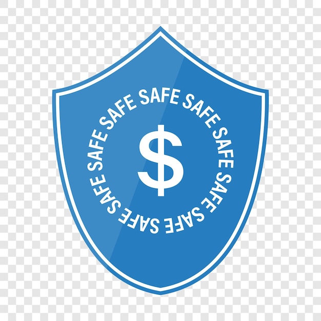 Safe money shield Money protection Safe investing Secure funding Vector icon