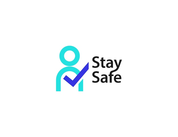 Safe person logo with check mark symbol illustration