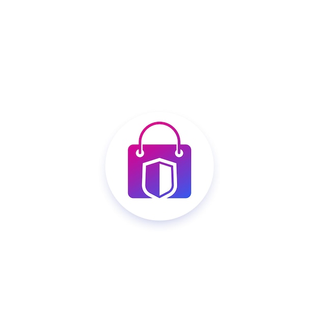 Safe shopping icon with bag vector