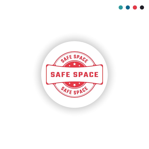 Vector safe space sticker sign or stamp round label on white background