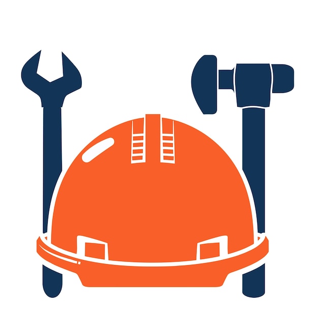 Vector safety gear and equipment for a construction worker including a hard hat and various tools