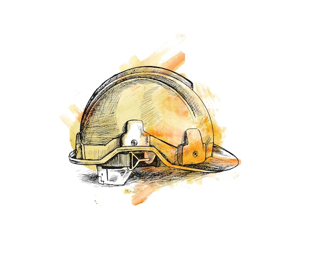 Safety helmet Hand Drawn Sketch Vector illustration