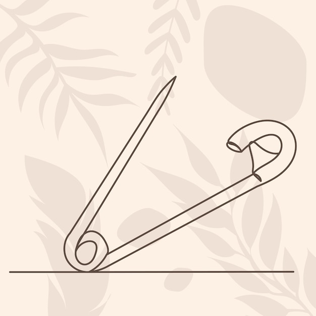 Safety pin continuous line drawing sketch vector