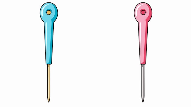 Safety Pin and Sewing Needle Vector Icon Cartoon Illustration