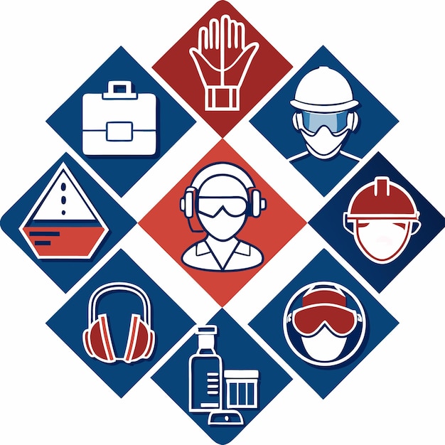 Vector safety and protection icon set