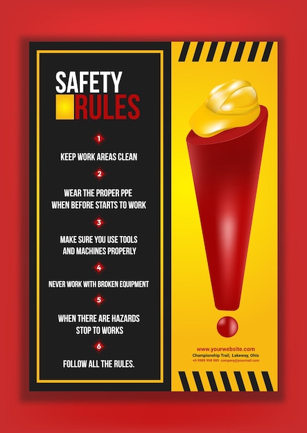 Safety rules poster flyer security sign template