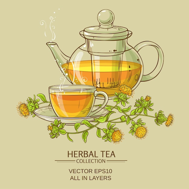 Safflower tea vector illustration