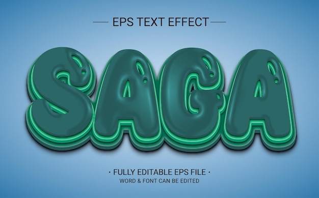 saga 3d text effect editable eps file