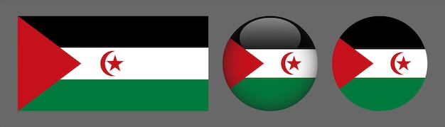 Sahrawi Arab Democratic Republic Flag Set Collection Vector