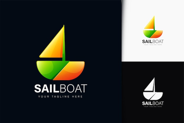 Sail boat logo design with gradient