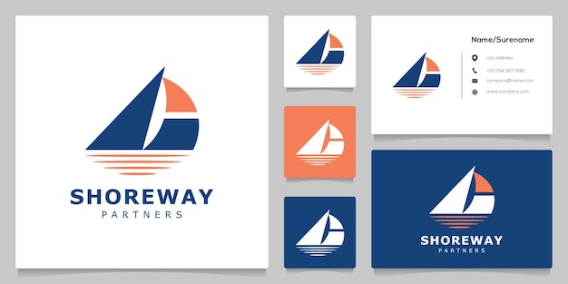 Sail Boat on the water Transportasion Nautical Logo Design