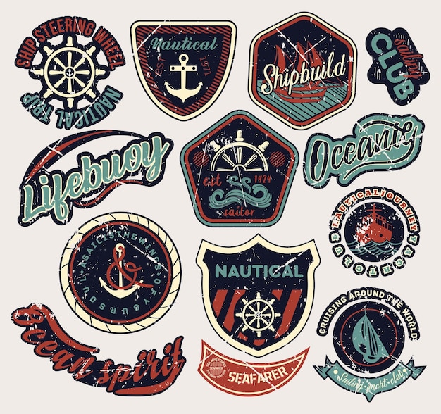 Sail labels retro set