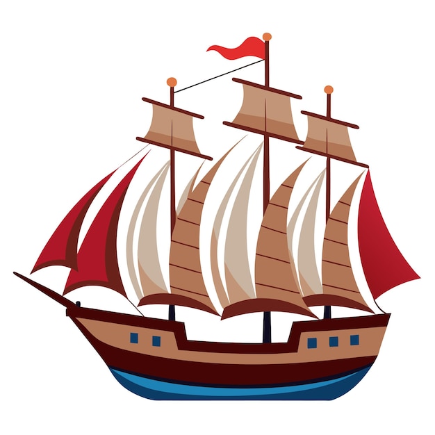 Vector sail ship isolated clipart vector art and illustration