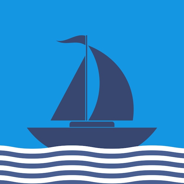 Sailboat flat icon Simple vector pictogram on a blue background