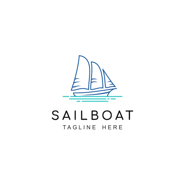 Sailboat Logo line art Style Icon Sailboat on The Sea Modern Design Logo