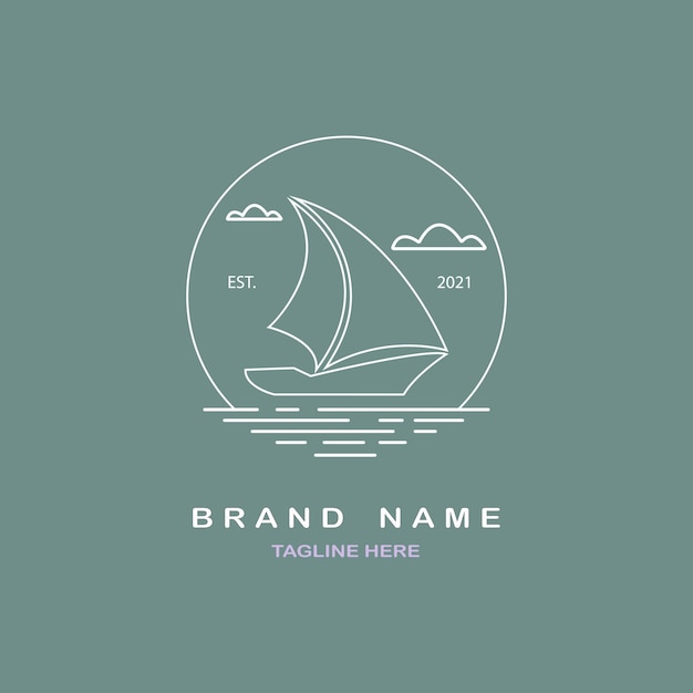 sailboat logo vintage template design vector for brand or company and other