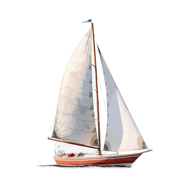 Sailboat Minimalist and Simple Line White background Vector illustration