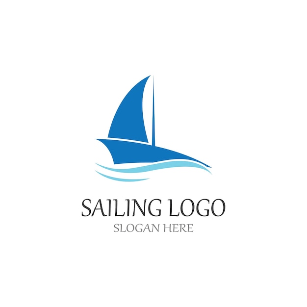 Sailboat or sailing boat logo with waves of waves Using the logo icon design concept vector illustration template