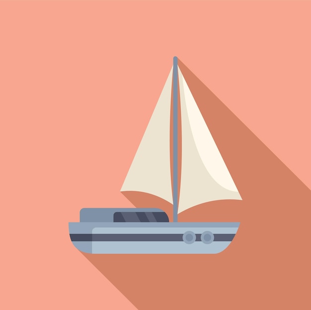 Vector sailboat sailing on water surface with big white sail flat design icon