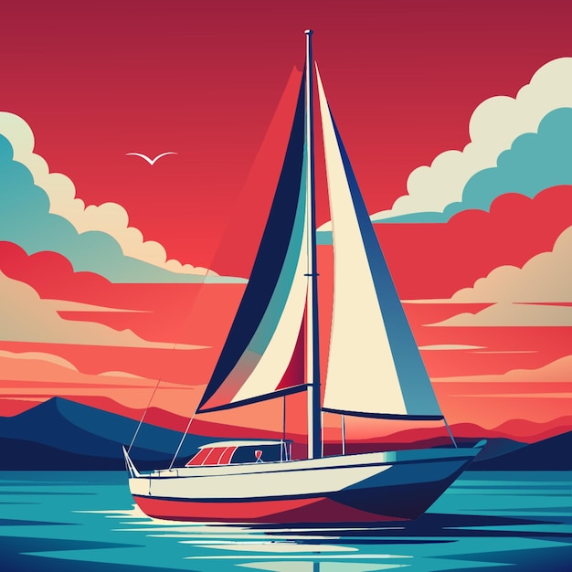 sailboat vector illustration flat 2