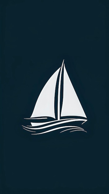 Sailboat on Wavy Sea Silhouette