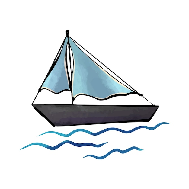 Sailing boat hand drawn design vector illustration