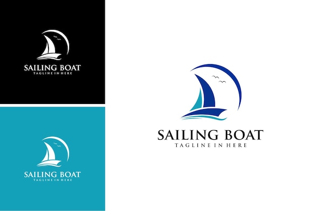 sailing boat logo, marine ocean shipping logo vector