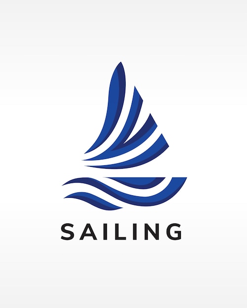 sailing logo design template abstract of boat vector illustration in multicolor blue colors