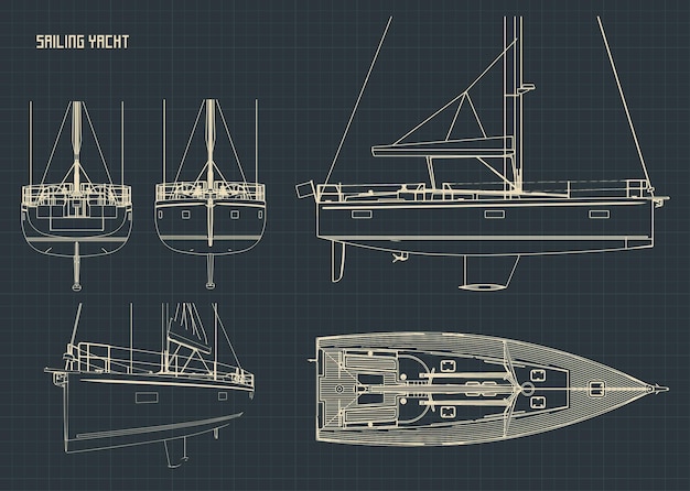 Sailing Yacht Blueprints Illustrations