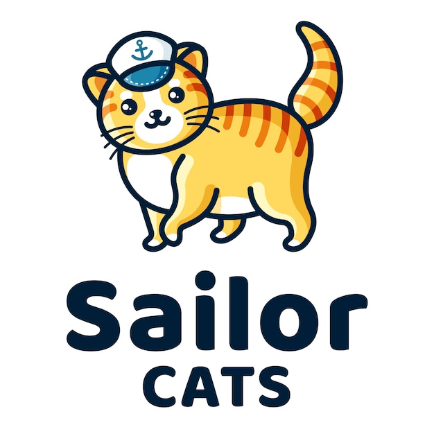 Sailor Cats Cute Kids Logo Template