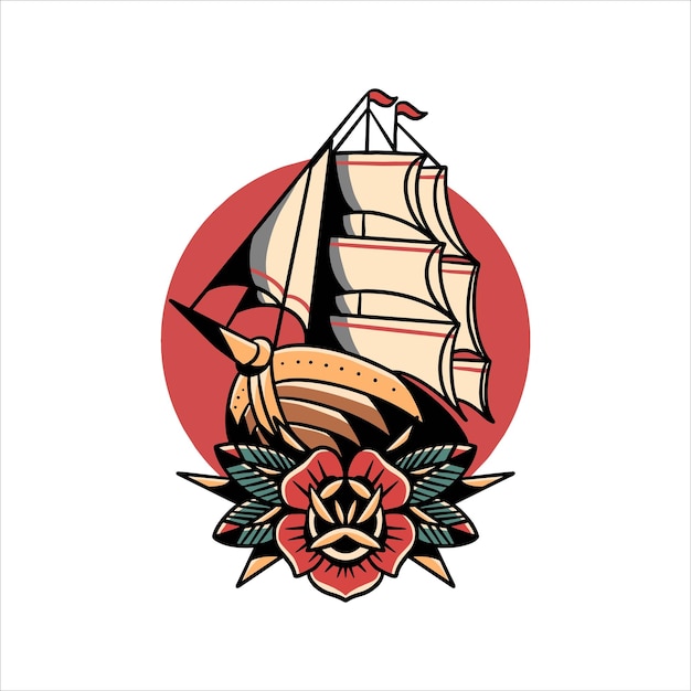 The Sailor Ship Tattoo Vector Design