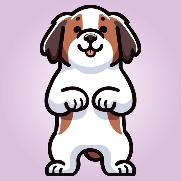 Vector a saint bernard dog stands on hind legs vector illustration