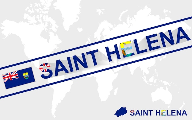 Saint Helena map flag and text illustration