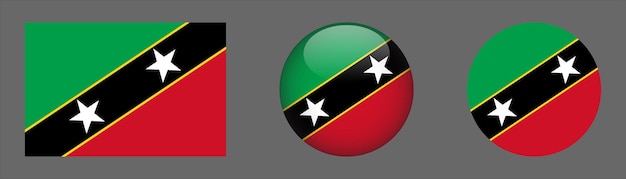 Saint Kitts and Nevis Flag Set Collection Vector