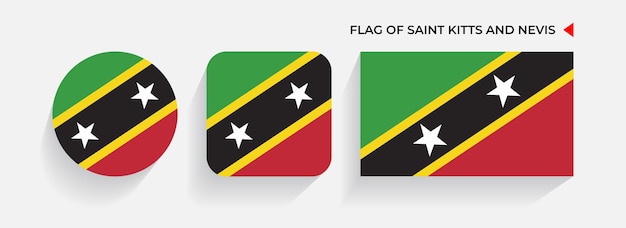 Saint Kitts and Nevis Flags arranged in round square and rectangular shapes