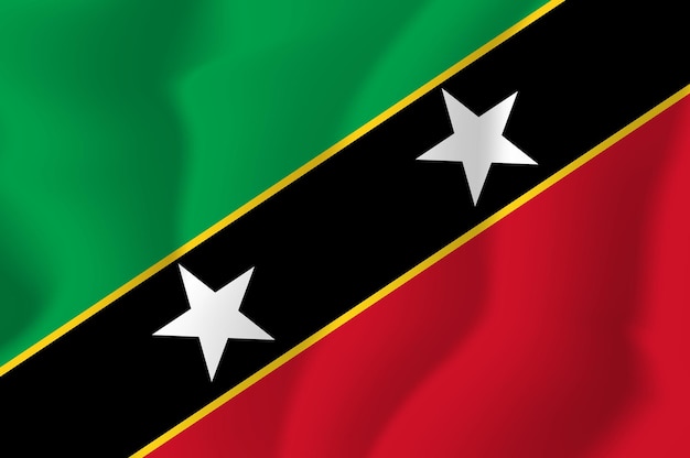 Saint Kitts and Nevis Waved Flag Vector Illustration Background