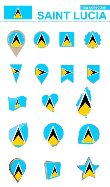 Saint Lucia Flag Collection Big set for design