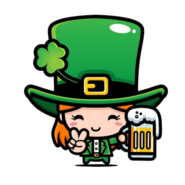 Saint patrick day cartoon character isolated on white