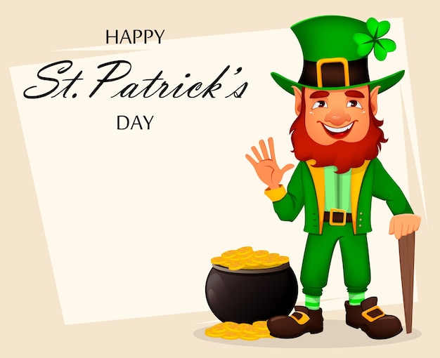 Saint Patrick day. Cartoon character Leprechaun