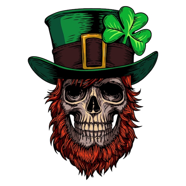 Saint patrick day Holiday Irish celtic Leprechaun skull clover