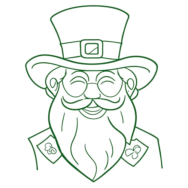 Saint patrick day leprechaun green hand drawn cartoon sticker icon concept isolated illustration